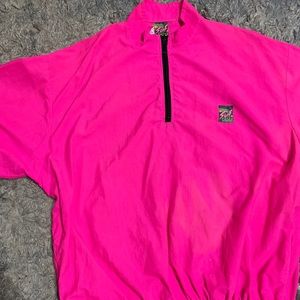 Vintage surf style neon pink windbreaker